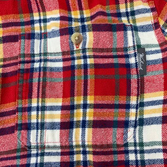 Woolrich Mens Large Trout Run Red Gold Plaid Long Sleeve Cotton Flannel Shirt - Picture 8 of 8